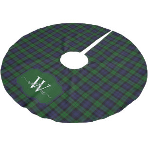 Falda Para El Árbol De Navidad De Poliéster Tartan Plaid Clásico Monograma Black Watch Escocés