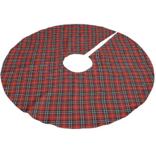 Falda Para El Árbol De Navidad De Poliéster Tartán Plaid rojo y negro escocés