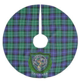 Falda Para El Árbol De Navidad De Poliéster Tartan y Cresta del Clan Escocés Abercrombie