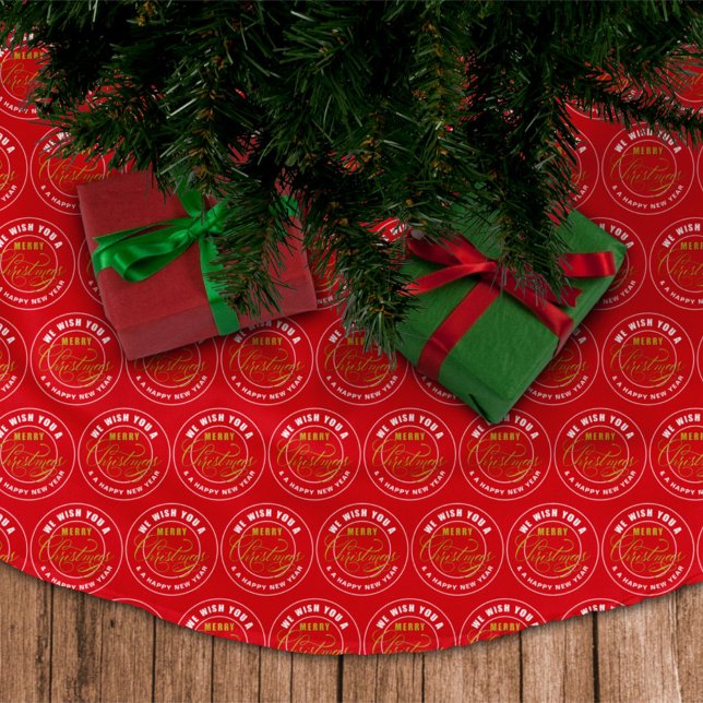Falda Para El Árbol De Navidad De Poliéster Te deseamos una Feliz Navidad Rojo (Subido por el creador)