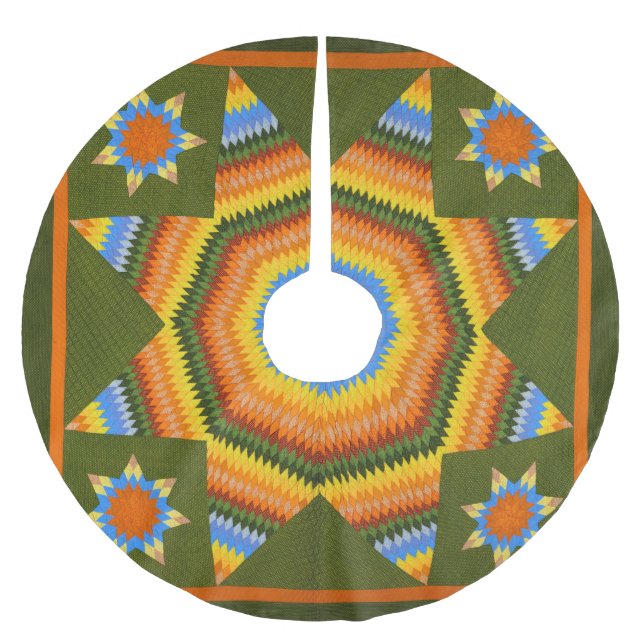 Falda Para El Árbol De Navidad De Poliéster Tejido de estrella solitaria (Anverso)