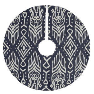 Falda Para El Árbol De Navidad De Poliéster Tela Ikat bordada: Elegancia étnica.