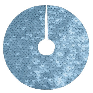 Falda Para El Árbol De Navidad De Poliéster Tela secuencial: Shimmer azul cielo.