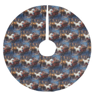 Falda Para El Árbol De Navidad De Poliéster Temporada festiva de los Navidades Bichon Frise