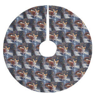 Falda Para El Árbol De Navidad De Poliéster Temporada festiva de los Navidades Corgi