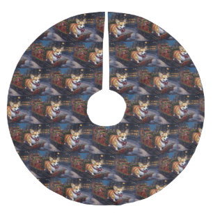 Falda Para El Árbol De Navidad De Poliéster Temporada festiva de los Navidades Corgi