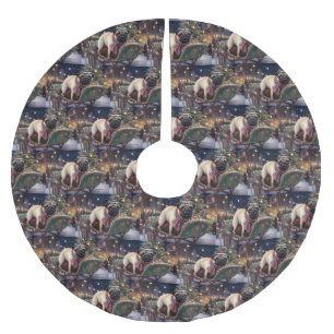 Falda Para El Árbol De Navidad De Poliéster Temporada festiva de los Navidades Pug