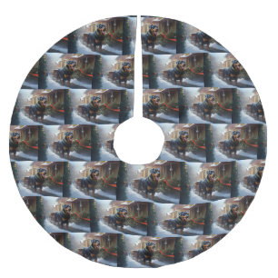 Falda Para El Árbol De Navidad De Poliéster Temporada festiva de los Navidades Rottweiler