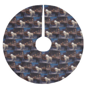 Falda Para El Árbol De Navidad De Poliéster Temporada festiva de los Navidades Samoyed