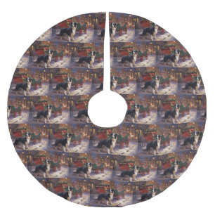 Falda Para El Árbol De Navidad De Poliéster Temporada festiva de Navidades de Border Collie