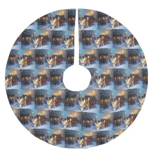 Falda Para El Árbol De Navidad De Poliéster Temporada festiva de Navidades de San Bernardo