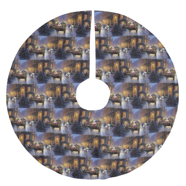 Falda Para El Árbol De Navidad De Poliéster Temporada festiva de Navidades malteses (Anverso)