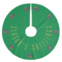 FALDA PARA EL ÁRBOL DE NAVIDAD DE POLIÉSTER TEMPORADAS RECIENTES LOGO DE NEGOCIOS DE ORO VERDE