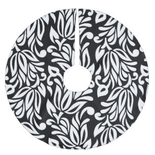 Falda Para El Árbol De Navidad De Poliéster Textil en blanco y negro.