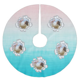 Falda Para El Árbol De Navidad De Poliéster Texto de fotografía simple y a la moda Personaliza