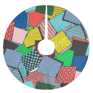 Falda Para El Árbol De Navidad De Poliéster Textura de bloques abstractos dibujados a mano