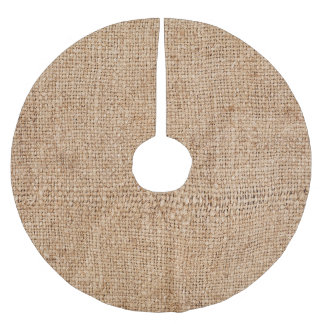 Falda Para El Árbol De Navidad De Poliéster Textura de burrega marrón, mantel rústico.