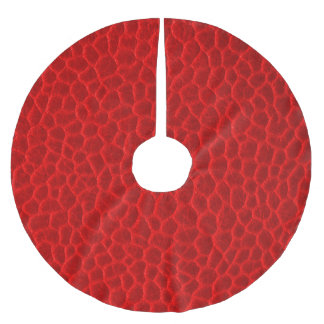 Falda Para El Árbol De Navidad De Poliéster Textura de cuero roja magnífica