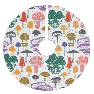 Falda Para El Árbol De Navidad De Poliéster Textura de la tinta de las setas del bosque