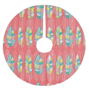 Falda Para El Árbol De Navidad De Poliéster Textura de pluma interminable y colorida