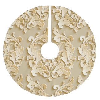 Falda Para El Árbol De Navidad De Poliéster Textura elegante del patrón de damasco de época