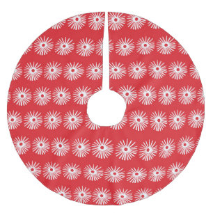 Falda Para El Árbol De Navidad De Poliéster Textura floral abstracta blanca negra.