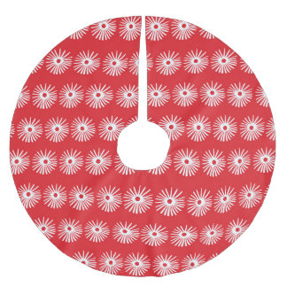 Falda Para El Árbol De Navidad De Poliéster Textura floral abstracta blanca negra.