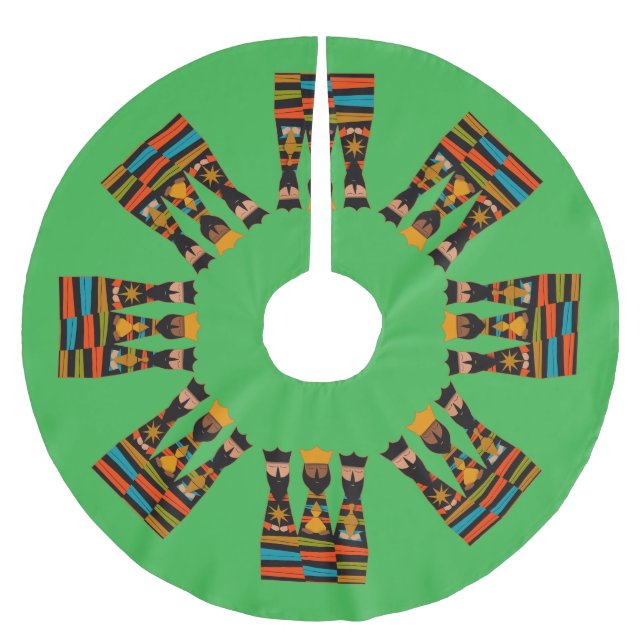 Falda Para El Árbol De Navidad De Poliéster Three Wise Men Modern Mid-Century (Anverso)