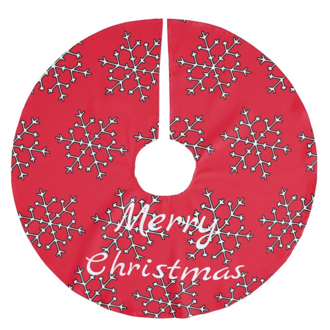 Falda Para El Árbol De Navidad De Poliéster Thunder_Cove con copos de nieve (Anverso)