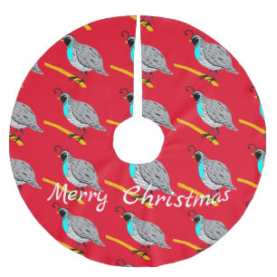 Falda Para El Árbol De Navidad De Poliéster Thunder_Cove de codorniz pelado con Blue Bobwhite