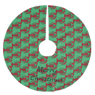 Falda Para El Árbol De Navidad De Poliéster Thunder_Cove de langosta roja