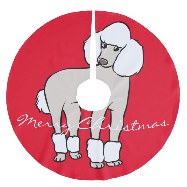 Falda Para El Árbol De Navidad De Poliéster Thunder_Cove de perro caniche estándar (Anverso)