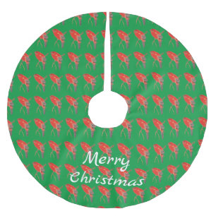 Falda Para El Árbol De Navidad De Poliéster Thunder_Cove, loro rojo tropical