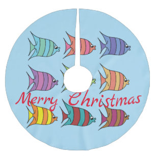 Falda Para El Árbol De Navidad De Poliéster Thunder_Cove, pez tropical multicolor