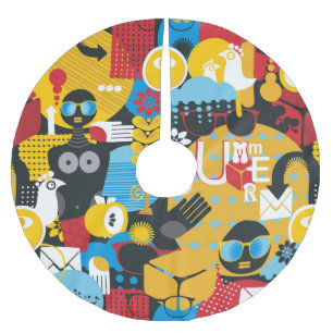 Falda Para El Árbol De Navidad De Poliéster Tiempo de verano