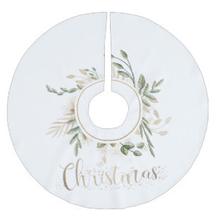 Falda Para El Árbol De Navidad De Poliéster Tipografía elegante de Navidad en negro con dorado
