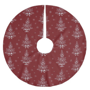 Falda Para El Árbol De Navidad De Poliéster Toile De Jouy Coquette Rojo Follaje de Navidad