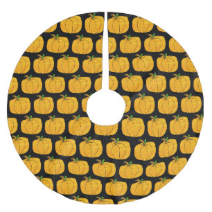 Falda Para El Árbol De Navidad De Poliéster Tornillo de árbol de Halloween con calabazas negra