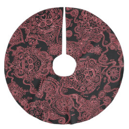 Falda Para El Árbol De Navidad De Poliéster Tornillo De Árbol Gótico Rojo Y Negro