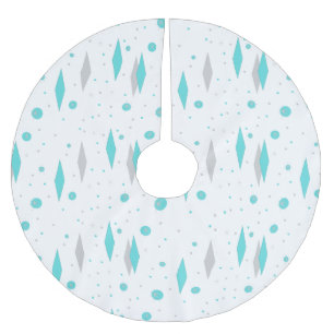 Falda Para El Árbol De Navidad De Poliéster Tortuga Retro Turquesa Diamante & Starburst Tree S