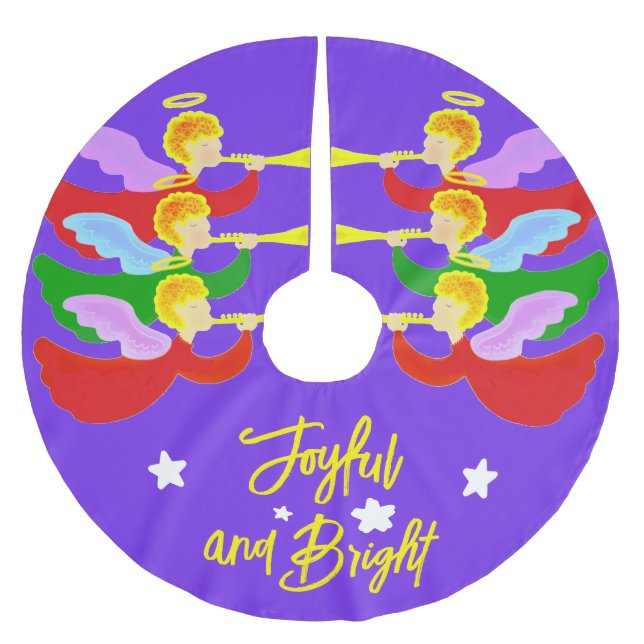 Falda Para El Árbol De Navidad De Poliéster Tres ángeles (Anverso)