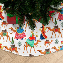 Falda Para El Árbol De Navidad De Poliéster Tres hombres sabios reyes y camellos impresos en t