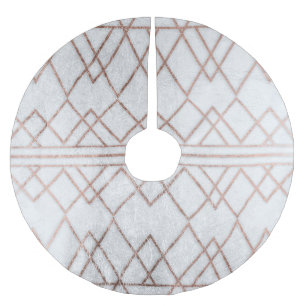 Falda Para El Árbol De Navidad De Poliéster Triángulos geométricos del falso oro color de rosa