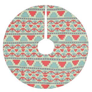 Falda Para El Árbol De Navidad De Poliéster Tribal Mesopotamiana: Diseño Étnico Sin Marea.