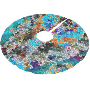 Falda Para El Árbol De Navidad De Poliéster TTEQOTGCubismINV AZUL SGDRKDP