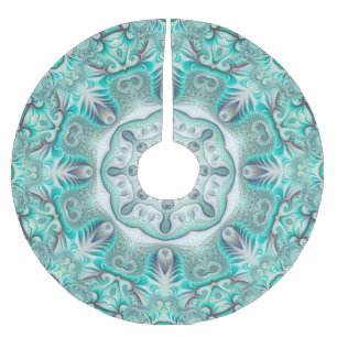 Falda Para El Árbol De Navidad De Poliéster Turquoise Coral Reef Mandala