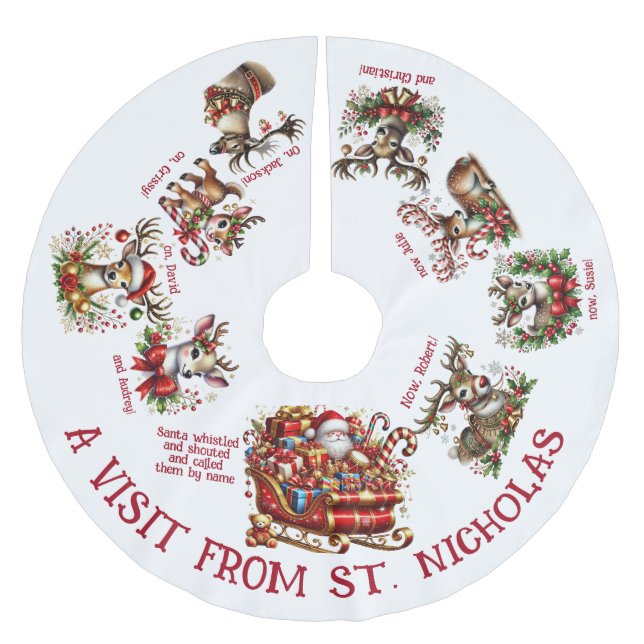 Falda Para El Árbol De Navidad De Poliéster Una Visita De San Nicolás (Anverso)