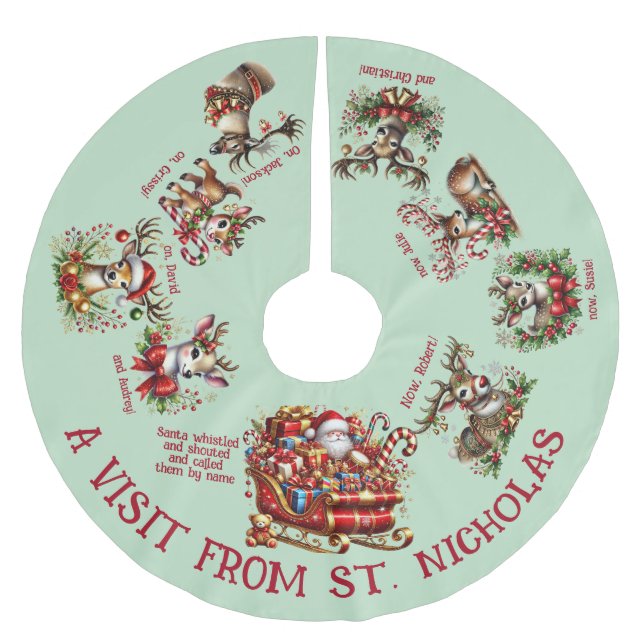 Falda Para El Árbol De Navidad De Poliéster Una Visita De San Nicolás (Anverso)