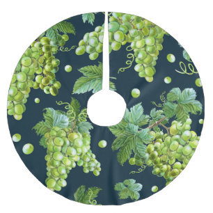 Falda Para El Árbol De Navidad De Poliéster Uva verde: Patrón oscuro de acuarela