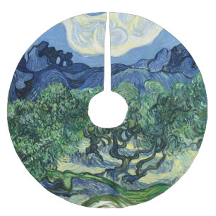Falda Para El Árbol De Navidad De Poliéster Van Gogh Los Olivos Paisaje Pintura